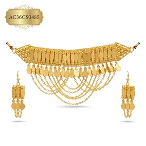 Luxury Arabic Trendy Chic Jewelry Set 18K Gold Plated Chokers Statement Necklace Earrings Women | Dubai <b>Bridal</b> Wedding Jewelry - Product Image 2