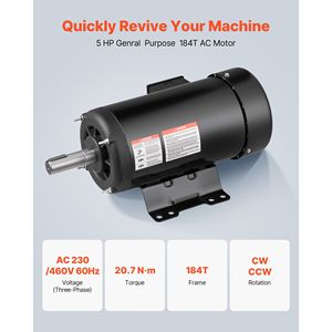 Motore per Compressore d'Aria 4KW 5HP 1725RPM, Albero da 1,125 Pollici, Lunghezza Albero 2,75 Pollici, Rotazione CW/CCW - Product Image 2