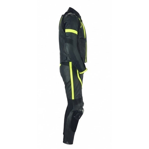 Traje de Motociclismo de Dos Piezas de Cuero Vacuno Genuino Negro de Alta Calidad con Paneles de Protección CE y Cremallera Completa - Product Image 2