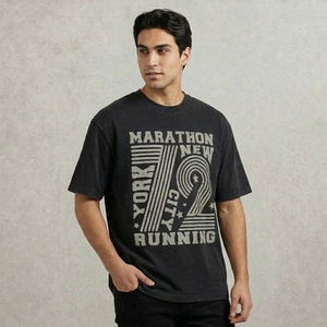 เสื้อยืดพิมพ์ลายกราฟิกสไตล์ใหม่ ทรงโอเวอร์ไซส์ ผ้าฝ้าย สตรีทแวร์ ลำลอง วินเทจ ลุคฟอกสี แฟชั่น - Product Image 2