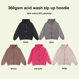 Men <b>Tracksuit</b> Set Cotton Zip up Hoodie and Sweatpants Set Oversized Distressed Vintage Acid Wash Hoodie Set - Product Image 2