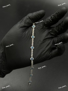Pulsera de tenis de lujo de plata 925 con moissanita tallada, diseño floral, chapada en rodio, engaste hecho a mano, moderna, para mujer, uso diario - Product Image 3