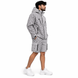 Private Label <b>Windbreaker</b> <b>Camo</b> Track Suit Water Reflective 100% Nylon <b>Windbreaker</b> Utility Pocket Shorts Set For Men's Zip Up USA - Product Image 2