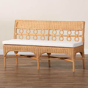 Banco de comedor Oxford Bohemian Light Honey Rattan Muebles de patio con estilo - Product Image 1