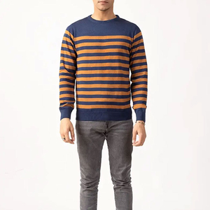 Pull en tricot rayé pour homme, col rond, coupe classique, manches longues, pull décontracté pour l'automne - Product Image 1
