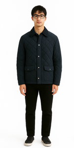 Chaqueta Acolchada Heritage – Capa Cálida con Clásico Diseño de Puntadas en Diamante, Corte Estructurado y Entallado, Cierre Frontal con Botones de Primera Calidad - Product Image 1