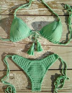 Conjunto de Bikini Brasileño Crochet con Borlas y Cuentas - Product Image 1