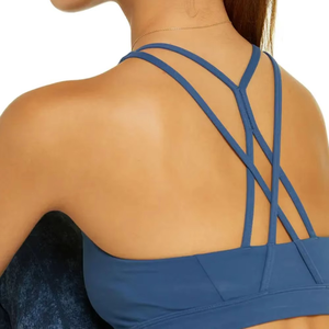 Soutien-gorge de sport de qualité supérieure fabriqué au Pakistan, nouveau design, soutien-gorge de sport bleu pour femmes avec dos à bretelles croisées, logo personnalisé - Product Image 4