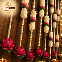 Guirlande artificielle de fleurs de jasmin et de rose avec perles, décoration florale pour mariage indien, événements festifs, décoration de temple