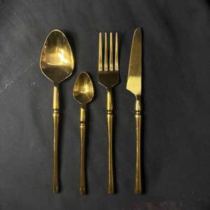 Gold PVD coated Flatware Set of 4 Cutlery Spoon Fork Knife Sturdy Design Perfect <b>Wedding</b> Rental Cutlery Direct From Manufacturer - Product Image 2