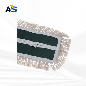A&S Durable 5x24 White Dust <b>Mop</b> with Synthetic Cotton Fibers Cut-End Design and Dark Green Backing for Multi-Floor Cleaning - Product Image 3