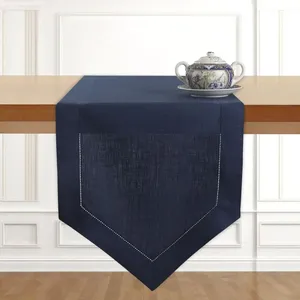 Caminos de mesa minimalistas de lino con bordados finos para un estilo moderno en mesas de comedor en hogares y eventos. - Product Image 1