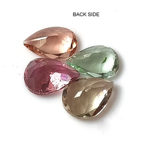 Ensemble de 4 pierres précieuses de tourmaline naturelle multicolore pastel du Mozambique de 4,40 carats, coupées en poire, assorties, calibrées, 6x8 mm - Product Image 6