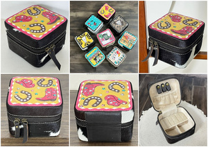 Nouvelle boîte à bijoux portable en cuir de vachette façonnée à la main avec fermeture éclair pour le rangement des bijoux, mini étui de voyage en cuir véritable - Product Image 2