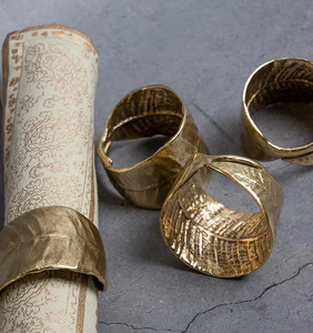 Anillo para Servilletas de Latón, Ecológico, Estilo Clásico Moderno con Diseño de Hoja, para Decoración de Mesa en Eventos, Bodas o Fiestas en Casa - Product Image 1