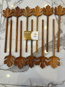 Cuillère en bois en forme de feuille pour salade, cuillère en bois naturel pour salade, Vietnam, gravure de logo, cuillère à salade en bois d'acacia rouge - Product Image 3
