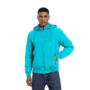Men's <b>Jacket</b> Spring Windproof Zipper Casual Solid Black Polyester <b>Fleece</b> <b>Thick</b> Regular Fit Long Sleeve Front - Product Image 5