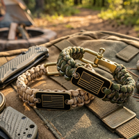 Bracelet en paracorde tactique en nylon durable, équipement de survie d'urgence, porte-clés en métal pour la randonnée, le camping, les sports de plein air