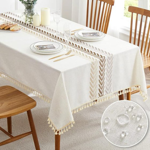 Manufacturer Wholesale Linen Striped Lace <b>Tablecloth</b> Waterproof Wrinkle Resistant <b>Square</b> Dining Table Cover OEM - Product Image 5