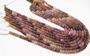 Cadena de cuentas facetadas de turmalina rosa natural, forma rondelle, 14 pulgadas de largo - Product Image 5