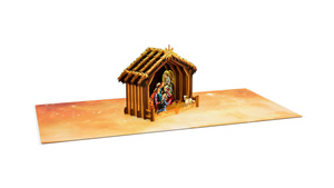 Tarjeta de Felicitación Navideña 3D Pop-Up con Escena de la Natividad, Papel con Barniz Mate, Rectangular, Regalo Festivo - Product Image 1