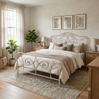 Cadre de lit Queen Size en fer forgé artisanal victorien, réglable, robuste, en métal, pour chambre à coucher, meuble sur mesure OEM