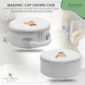 กล่องใส่หมวกทรงมงกุฎนกอินทรีคู่ ระดับ 33 องศา ของสมาคมเมสันสกอตแลนด์ ยี่ห้อ NANBA GROUP ทำจากหนังเทียม ซิปปิด น้ำหนักเบา สีขาว กระเป๋านุ่ม - Product Image 6
