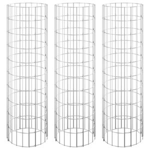 Gabbioni circolari in acciaio zincato con letti rialzati Set 3 pezzi Ø11.8 \ "x39.4 \" vasi da fiori e fioriere - Product Image 2