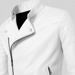 Nouvelle veste en cuir classique pour homme 2026, coupe ajustée, style motard, avec épaules matelassées, fermeture éclair, col montant, décontractée - Product Image 4