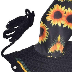 Horse Riding <b>Bandana</b> With Sunflower Print And Rhinestone Fly Veils Horses High Quality Equestrian Equip - Product Image 5