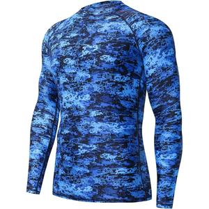 Men's Full Sleeve Rash Guard Sublimation Print Quick Dry Polyester <b>Top</b> Blue <b>Camo</b> Pattern Adult Size - Product Image 3