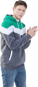 Sweat à capuche pour homme, coupe ajustée, vert et gris, avec motif chevron et poches latérales - Product Image 5