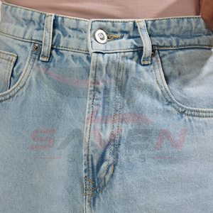 Shorts en jean baggy streetwear 2026 pour hommes, coupe large, bleu vintage, haute qualité, avec logo personnalisé, vente en gros - Product Image 5