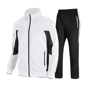 Ensemble de survêtement unisexe à manches longues avec fermeture éclair, couleur unie, col montant, pantalon de jogging, respirant, en polyester mi-lourd, pour l'automne - Product Image 3