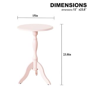 Vintage Accent Pink Wooden Pedestal <b>Side</b> <b>Table</b> <b>Small</b> Compact Nightstand for Bedroom Entryway or Living Room As an End <b>Table</b> - Product Image 4