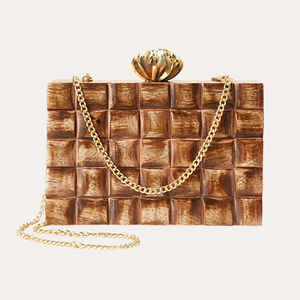 Bolso de mano de madera de mango para mujer Diseño primum con perilla de decoración de latón Forro de algodón de Estilo Vintage informal - Product Image 2