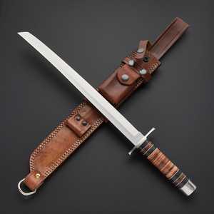Couteau court mini en acier inoxydable style Tanto pour garçon, avec manche en Micarta, inspiré des anime japonais, idéal pour le bricolage (DIY) et la fabrication sur mesure (ODM), livraison gratuite au Royaume-Uni. - Product Image 1
