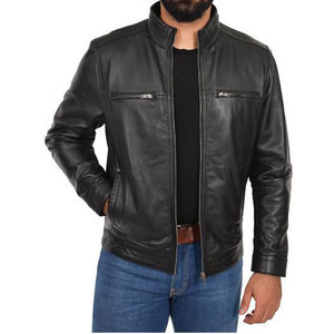 <b>Leather</b> Jacket Coat Men Fashion Vintage <b>Outfit</b> Zipper Distressed <b>Leather</b> Jacket Stylish Durable Trendy Outerwear For Men - Product Image 1