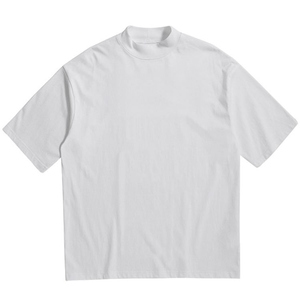 Men's High Quality Regular Fit 100% Cotton Heavyweight Turtleneck Silk Screen <b>Printed</b> Solid Knitted Hip Hop Short Sleeve T-Shirt - Product Image 5