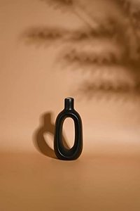Vase à fleurs moderne en céramique chocolatée, 6 pouces, minimaliste, pour table, écologique, décoration maison et mariage - Product Image 3