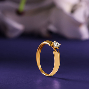 Bague solitaire en or jaune de qualité supérieure pour femmes, diamant taille ronde, bague de fiançailles classique, bijoux fins, fabricant en gros - Product Image 1