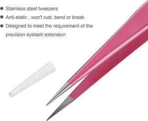 Pince à épiler de précision en acier inoxydable, pointe lisse, antistatique, outil professionnel pour extensions de cils, durable, usage en salon, OEM - Product Image 3