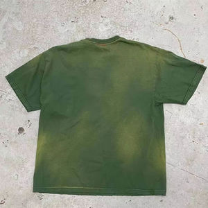 Camiseta Verde Musgo con Lavado Ácido para Hombre y Mujer 2026, Estilo Vintage Desgastado, Oversize, Algodón Grueso, Top Urbano Streetwear HD - Product Image 3