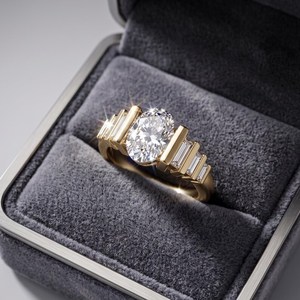Gorgeous 1.02CT Oval Cut Diamond 7 Stone <b>Ring</b> 14K Solid Gold Romantic Wedding Anniversary Charm Gift For Engagement Partywear - Product Image 4