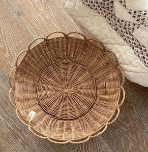 Open Weave Rattan Pedestal <b>Basket</b> Decorative Fruit Bowl Style Woven Planter Artistic Handmade Boho Home Decor Airy Design - Product Image 2