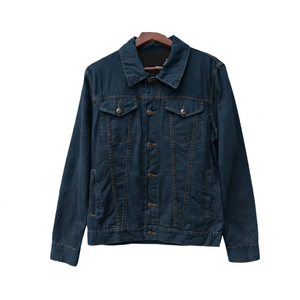 Chaqueta de Mezclilla Marrón Sólida para Hombre, Cuello Camisero, Botón Único, Estilo Casual, Vintage, Corte Regular, Logotipo Frontal - Product Image 2
