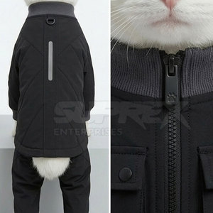 Traje Deportivo Moderno Negro de Poliéster Flexible para Gatos, Ropa Cálida de Forro Polar, Atuendo Activo para Pequeños Compañeros - Product Image 5