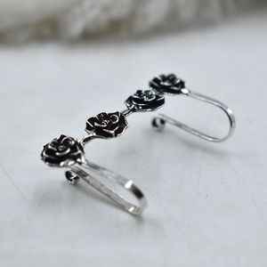 Trending Flower Pattern <b>Cuff</b> <b>Earrings</b> Vintage Silver Look Alike Women's Alloy Jewelry for Women and Girls - Product Image 1