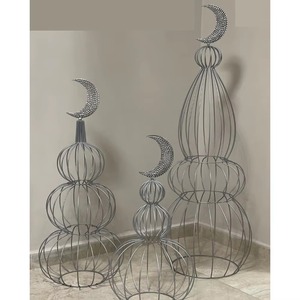 Decoración de Ramadán Hecha a Mano en Metal, Forma de Luna, Juego de Minaretes para Interiores, Tamaño Pequeño, Diseño de Marco de Alambre Artesanal - Product Image 1