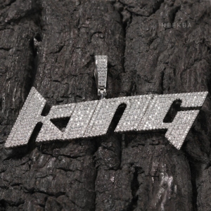 Colgante de Letra Personalizada Inclinada - Colgante de Moissanita de Plata Esterlina 925, Colgante de Hip Hop Totalmente Engastado - Sin Níquel y Seguro - Product Image 5